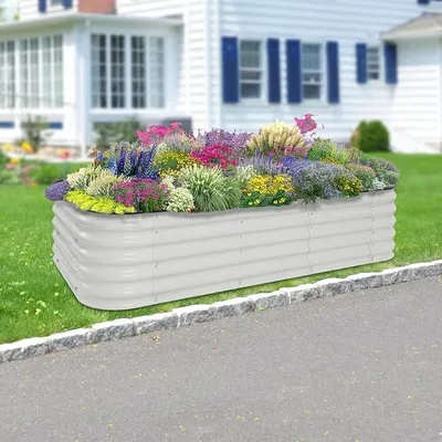 Imagen del producto de Cama elevada de 150x60x43 cm, maceta de metal inoxidable para plantas