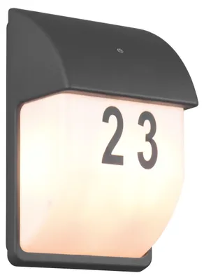 Zdjęcie produktu dla Lampa natynkowa ścienna z numerem domu z czujnikiem zmierzchu MERSEY 212160242 Trio