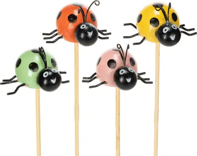 Produktbild von Marienkäferfiguren zur Dekoration von Blumen und Blumentöpfen für den Frühling, 8 Stück