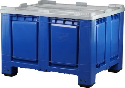Produktbild von Palettenbox mit Deckel 680l  1200x1000x790 mm Blau - 4 Füsse - geschlossen