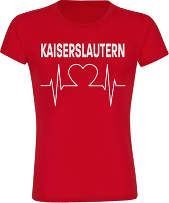 Produktbild von multifanshop Damen T-Shirt - Kaiserslautern - Herzschlag, rot, Größe 3XL