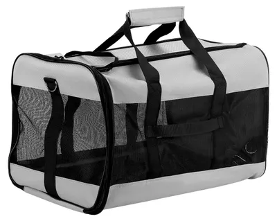 Haustier-Transporttasche 48x30x30 cm, bis 10 kg, Mesh, schwarz