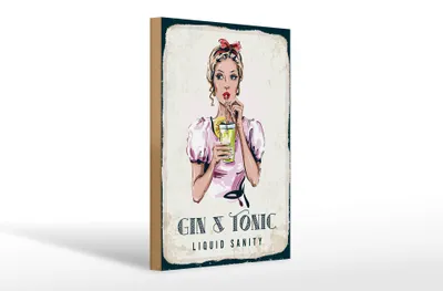 Produktbild von Holzschild Alkohol Gin & Tonic Liquid Sanity 20x30cm