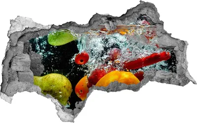 Produktbild von Selbstklebender Loch-3D-Aufkleber 95x73 cm Früchte unter Wasser