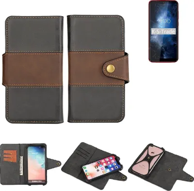 Produktbild von K-S-Trade Handyhülle Schutzhülle Hülle Bookstyle Wallet-Case kompatibel mit BQ Mobile BQ-6061L Slim Bumper Rundumschutz schwarz-braun 1x