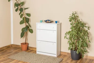 Produktbild von Massivholz-Schuhschrank, Farbe: Weiß 98x72x30 cm