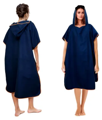 Produktbild von Badeponcho Damen& Herren,Poncho Handtuch,Mikrofaser-Surf Poncho (Dunkelblau)
