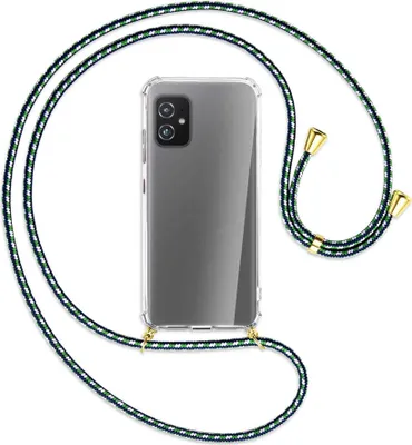 Produktbild von Handykette Backcover-Schutzhülle mit Band (Metall goldfarben) für Asus Zenfone 8 - grün/blau/weiß