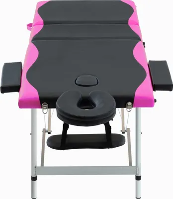 Immagine prodotto di Lettino Massaggio Pieghevole 3 Zone in Alluminio Nero e Rosa