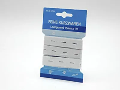 Produktbild von Lochgummi in weiß, 5m x 15mm, auf Karte