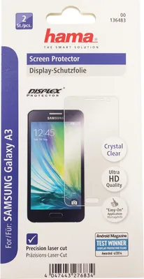 Obrázok produktu pre Hama 00136483, Samsung, Galaxy A3, Priehľadná, 2 kusov
