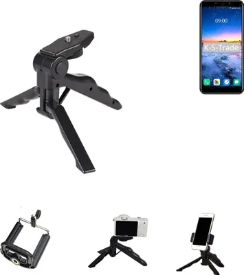 Produktbild von K-S-Trade Stativ Tisch-Ständer Dreibein Handy-Stativ Ständer kompatibel mit Mobiistar E1 Selfie Mini-Stativ Smartphone Tripod Handy-Stativ aus