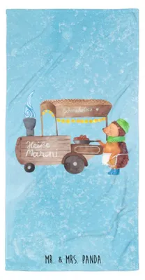 Produktbild von Mr. & Mrs. Panda Strandlaken Igel Maronen - Eisblau - Geschenk, Duft, Handtuch, Duschtuch, Strandtuch, Weihnachtsmarkt, Badehandtuch, Großes, Kastanien, Reisehandtuch
