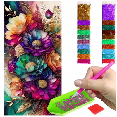 Produktbild von ARTULIO - Diamond Painting Set - Bunter Blumenstrauß in kräftigen Farben - 80 × 40 cm - Groß XXL - Crystal Art, Bilder DIY