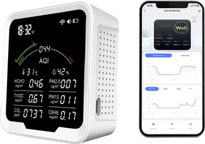 Produktbild von Smartes WLAN-Luftqualitätsmessgerät mit Tuya-Unterstützung - PM2.5, CO2, C6H6, PM10