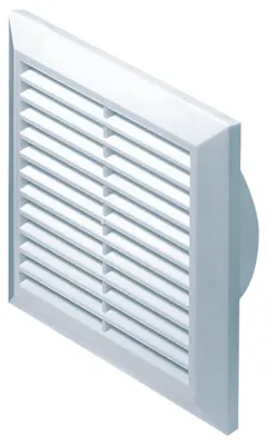 Obrázek produktu pro Klasická ventilátorová mřížka se sítí proti hmyzu, rozměry 170 x 170 x 20 mm, bílá barva
