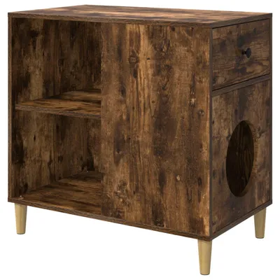 Zdjęcie produktu dla vidaXL Domek dla kota dąb wędzony 72 x 42,5 x 70 cm materiał drewnopochodny