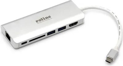 Image de ROLINE 12.02.1037 station d'accueil pour ordinateur portable/réplicateur de ports USB filaire 3.2 Gen 1 (3.1 Gen 1) Type-C Argent