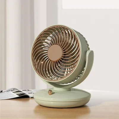 Produktbild von Tischventilator mit 3 Geschwindigkeiten Leistungsstarker 3D Turbo Luftumwälzung USB Ventilator für Büro Outdoor Grün