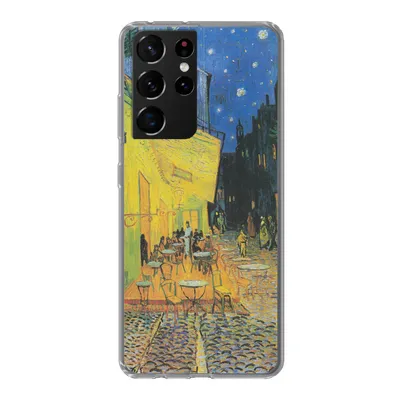 Produktbild von MuchoWow® Handyhülle Schutzhülle Hülle für Samsung Galaxy S21 Ultra Caféterrasse bei Nacht - Vincent van Gogh Silikon Softcase Handy Hülle - Mobiltelefon