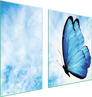 Immagine prodotto di Piastre copri fornelli 2 pezzi 90x52 Copri piano cottura in Vetroceramica tagliere in vetro farfalla blu