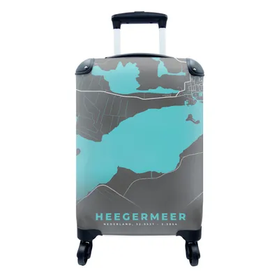 Obrázek produktu pro Kufr Příruční zavazadlo na kolečkách Malý cestovní kufr na 4 kolečkách Mapa města - Mapa - Frísko - Heegermeer - Mapa - Velikost kabiny < 55x40x23 cm