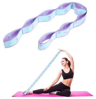 Productafbeelding van Yoga Stretchband met 8 Lussen - Blauw Paars