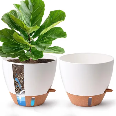 Selbstbewässernde Blumentöpfe 25 cm, Weiß, 2er-Set