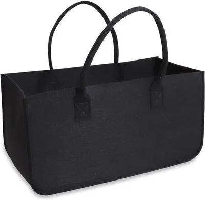 Obrázok produktu pre Unyqoos® Taška na drevo z filcu, 50 × 25 × 25 cm, 3 mm filc zo syntetických vlákien – skladacia, robustná taška na drevo a nákupy, sivá