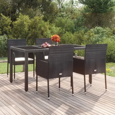 Produktbild von Gartenstühle mit Kissen 4 Stk. Poly Rattan Schwarz , Gartenstühle Design 2024