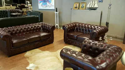 Productafbeelding van Chesterfield bankstel, bank, divan, bekleding, 3+2+1, leren bank, complete set