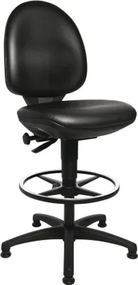 Produktbild von Arbeitsdrehstuhl Tec 50 Bodengleiter+Fußring Kunstlederpolster schwarz 590-840mm
