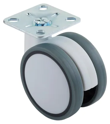 Produktbild von SOTECH Möbelrolle Hamm Ø 60 mm weiß/grau – ohne Bremse, Anschraubplatte 47×47 mm