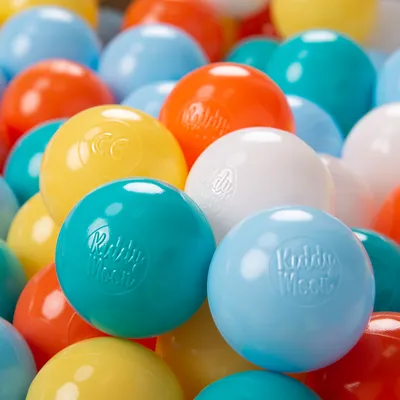 Produktbild von KiddyMoon 1200 ∅ 6cm kinder bälle für bällebad spielbälle baby plastikbälle  eu, weiß/gelb/orange/baby blau/türkis