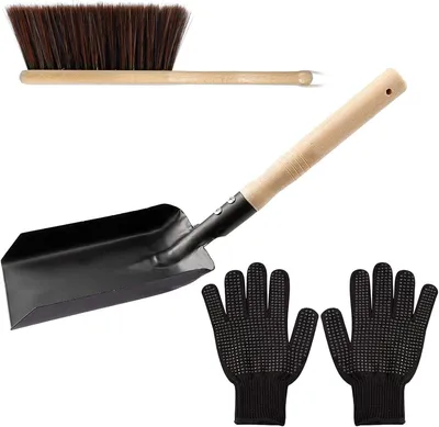 Imagen del producto de Herramientas de limpieza para chimeneas: herramientas metálicas resistentes a la corrosión | Juego que incluye un cepillo para chimenea y una pala para la limpieza de chimeneas de carbón, aptas para uso en interiores y en jardines