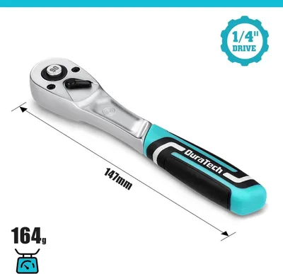 Produktbild von Umschaltknarre 1/4” mit 90 Zähnen, Chrom-Vanadium-Stahl