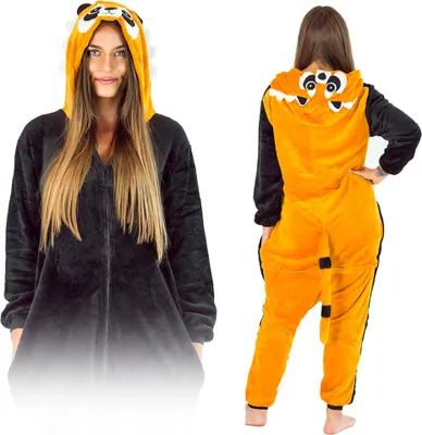 Obrázek produktu pro Teplé dámské pyžamo, dárek s motivem mývala, kigurumi overal, pohodlný outfit, velikost XL. Kostým mývala - M.