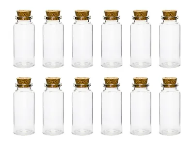 Produktbild von Fläschchen mit Korken 3x7cm - 35ml Glas 12er Set klar transparent