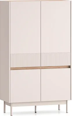 Produktbild von Wohnzimmer-Highboard 92 cm in Beige matt mit Eiche, 4-türig - DINAR-131