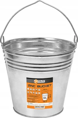 Immagine prodotto di Secchio in zinco Polax 10 L - secchio in metallo zincato con manico, antiruggine, robusto, per edilizia, giardino e officina