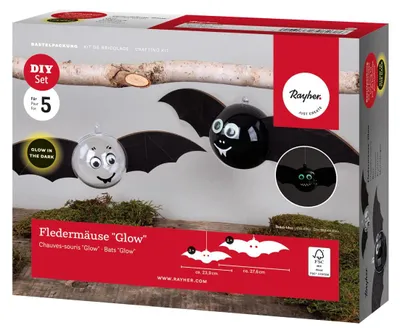 Bastelset Fledermäuse, 5 Stück, 27,6 cm & 23,9 cm, Halloween