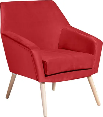 Produktbild von Sessel Kachka Bezug Samtvelour Buche natur / rot 21056