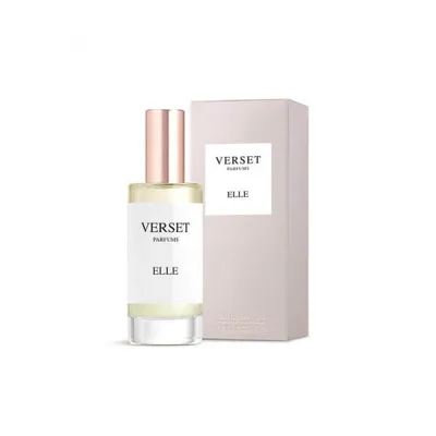 A bottle of perfume and its packaging are displayed against a white background.
