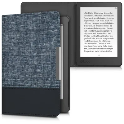 Produktbild von kwmobile 41182.03, Flip case, Blau, Kobo, Stoff, Kunstleder, Aura Edition 2, Kratzresistent, Schockresistent
