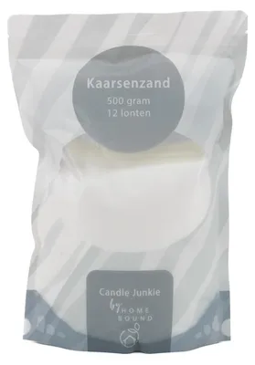 Imagen del producto de HomeBound, polvo para velas, 500 g, con 12 mechas, color blanco