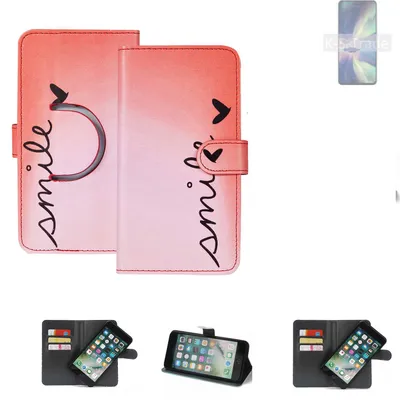 Produktbild von K-S-Trade Schutzhülle Handyhülle kompatibel mit ZTE Blade V40s Hülle cover bookstyle Etui ''smile'' rot Standfunktion Kameraschutz (1Stk)