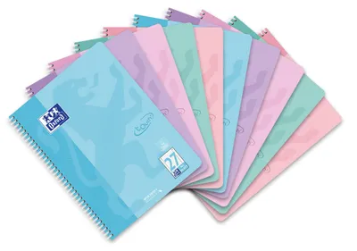 Produktbild von Oxford Touch Collegeblock A4 liniert, 80 Blatt, 5 Pastell-Farben, 10 Stück