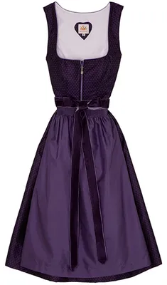 Produktbild von Emmi 2-teiliges Midi-Dirndl Kleid Dirndl Trachtenkleid Rocklänge 70cm, Farbe:Lila, Größe:38/M