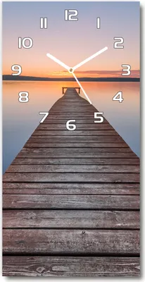 Produktbild von Wanduhr aus Glas – 30x60 cm - Glasbild - Glasuhr - Gehärtetes Glas -Hölzerner Pier