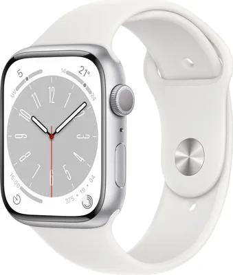 Produktbild von Apple Watch Series 8 GPS 41mm Aluminium silber Sportarmband weiß